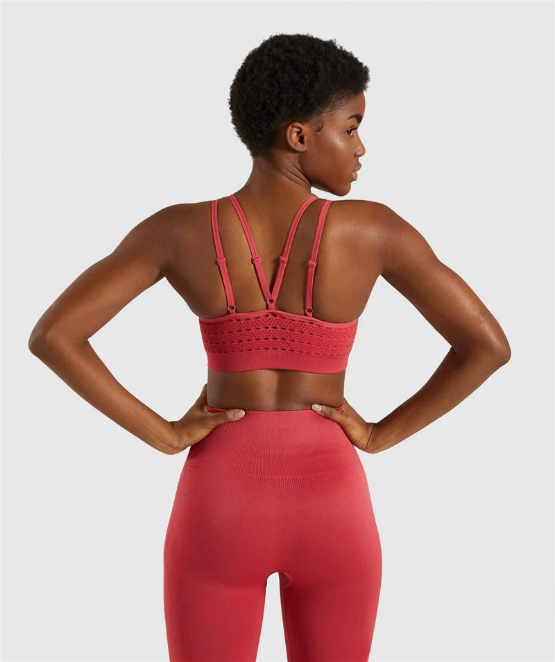 SALSPOR Women Shark Seamless Sport Bra High Elastic Hollow Yoga Bra Push Up Fitness Underwear Quick Dry Running Gym Tank Top