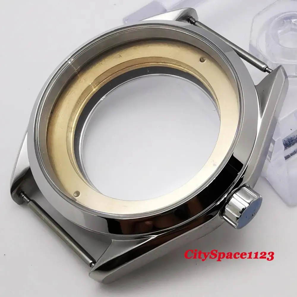 41 мм корпус из полированной нержавеющей стали сапфир часы чехол fit eta 2836 Miyota 8215 ST1612