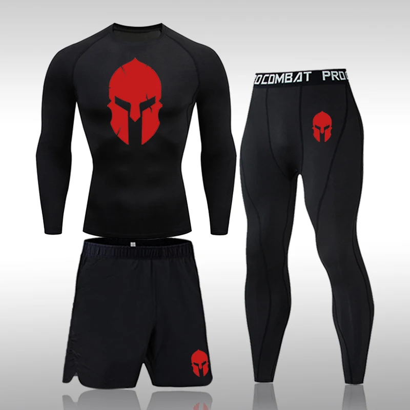 

3 Piece Set Men Sportswear Compression Sport Suits Quick Dry Running Sets Clothes Sports Joggers Training Gym Fitness Tracksuits