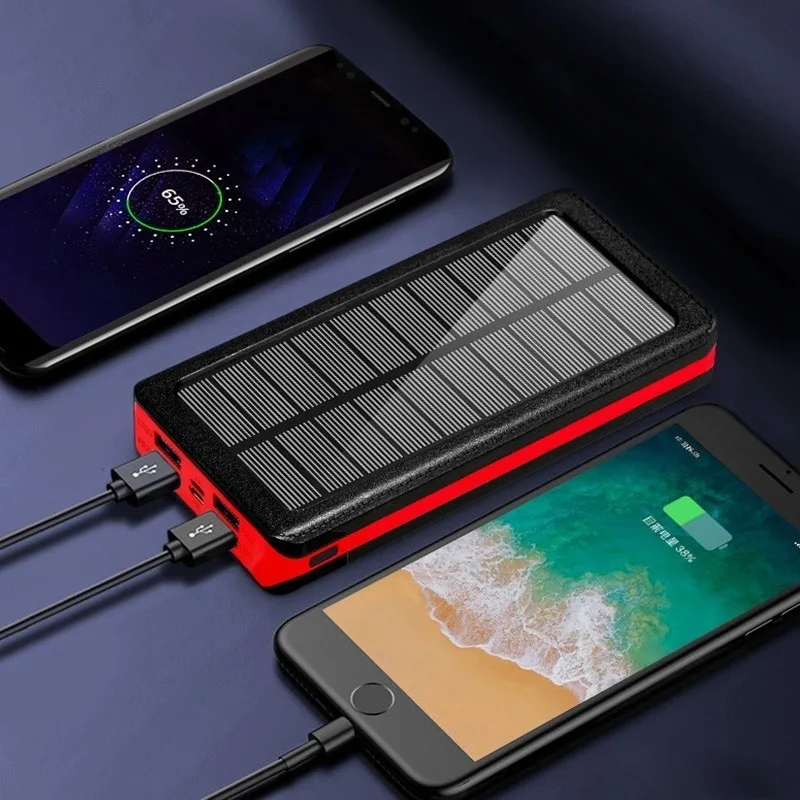 30000mAh Солнечная батарея с большой емкостью 4 выхода порта аккумулятор подходит