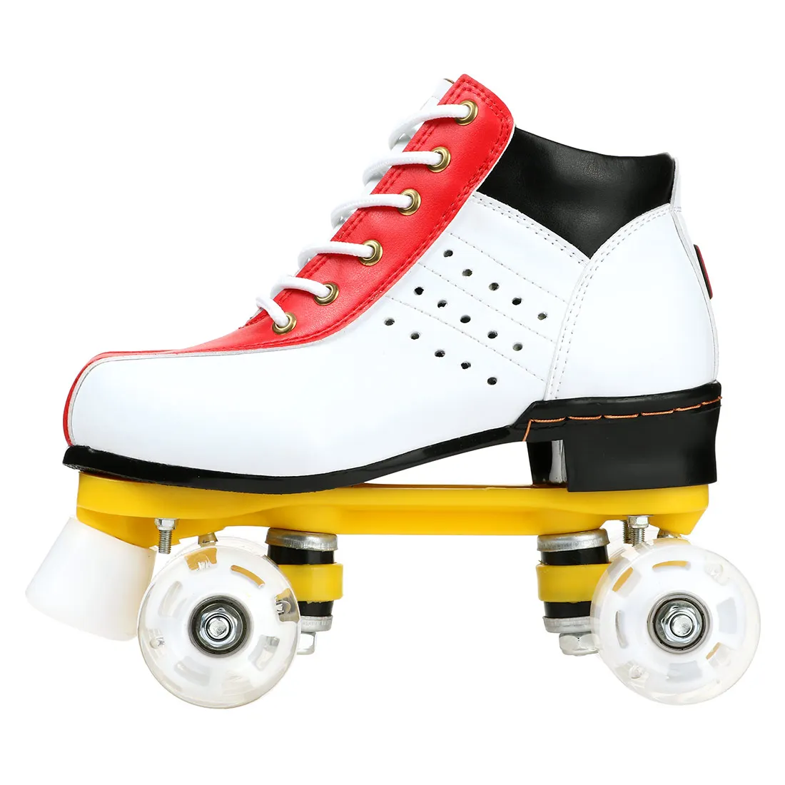 

Cowhide Adult Flash Roller Skate Shoes Outdoor Beginner Inline Skates Double Row Roller Shoes Patins Sliding Quad Sneaker Women