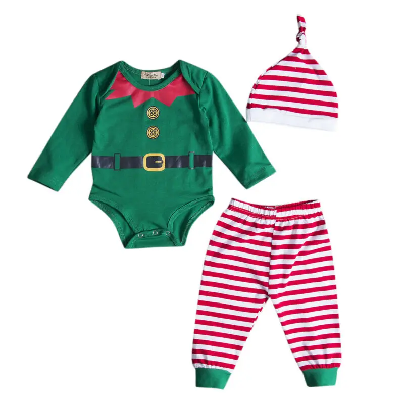 Боди для новорожденных мальчиков и девочек Рождественский комплект одежды топы