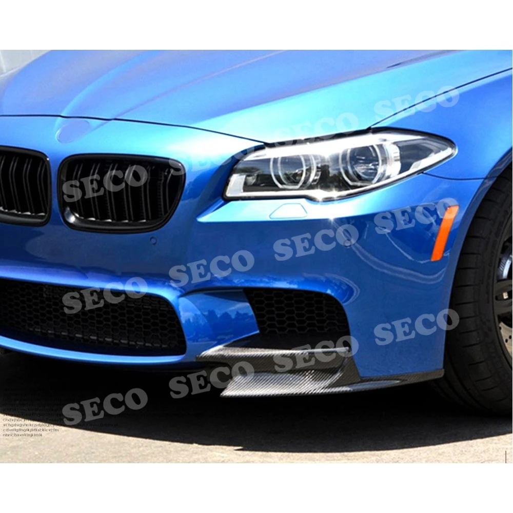 Online Untuk BMW 5 Series F10 M5 M Bumper Olahraga 2011-2017 Pemisah Bibir Depan Penutup Kepala Serat Karbon Sirip Udara Pisau Potong Celemek