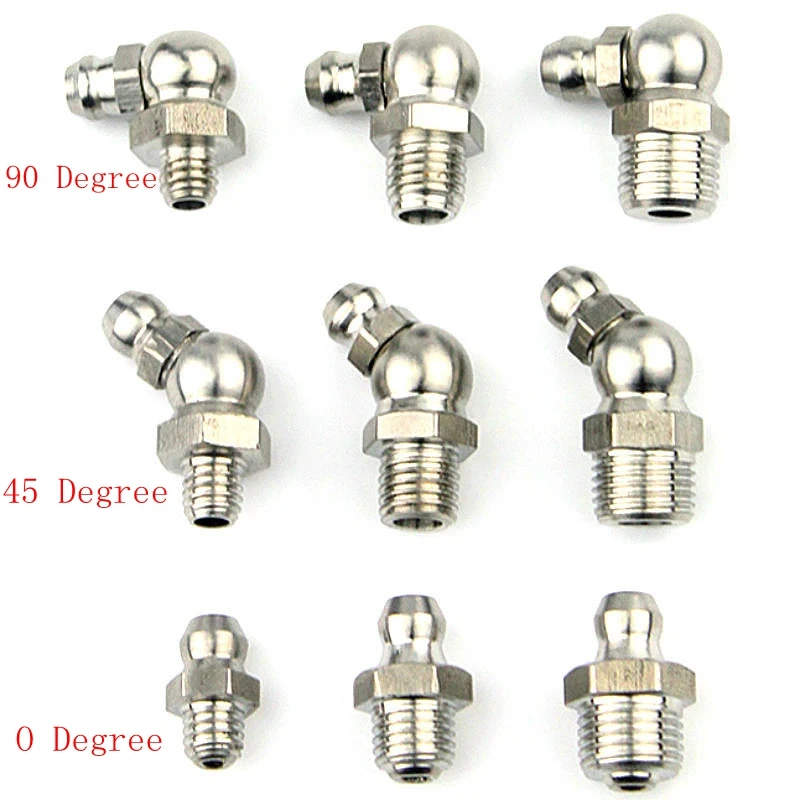 

stainless steel 304 Grease Zerk Nipple fittings For Greadse Gun M6 M8 M10 M12 1/8" 1/4" Male thread