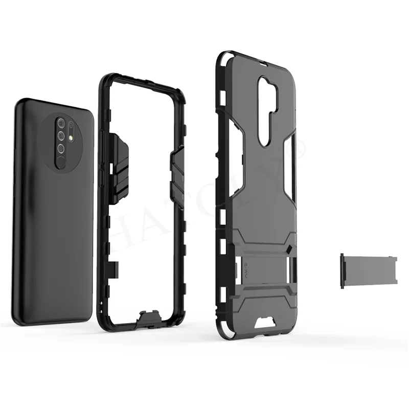 For Xiaomi Poco M2 Reloaded Case Poco M2 Cover Shockproof TPU Bumper Armor Robot Stand Holder Phone Back Case Poco M2 Reloaded