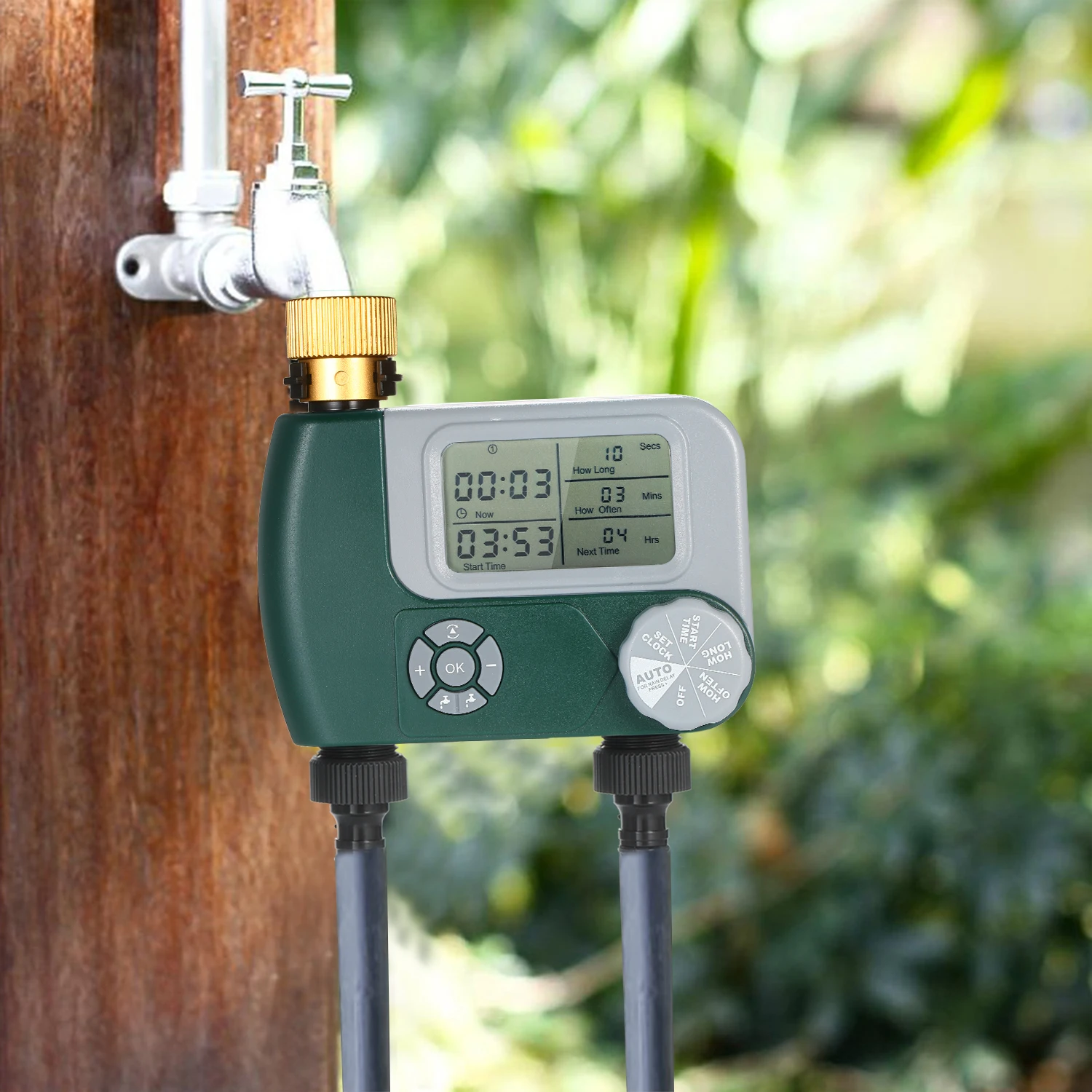 

Digital Hose Faucet Timer Automatic Watering Sprinkler System Programmable Irrigation Controller with 2 Outlet for Garden Plants