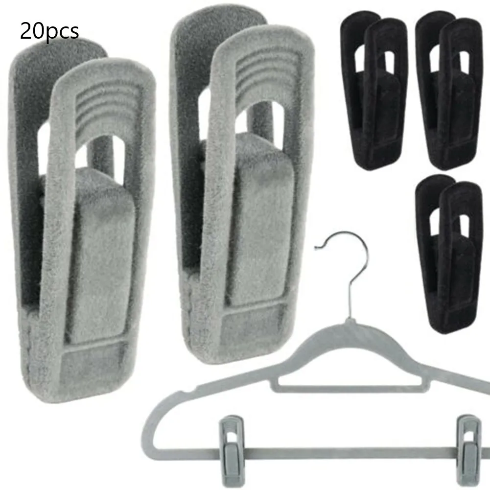 

20x Non Slip Velvet Hangers Clips For Flocked Trouser Coat Clothes Pant Clip Velvet Finger Clips For Hangers Hanger Pant Clips
