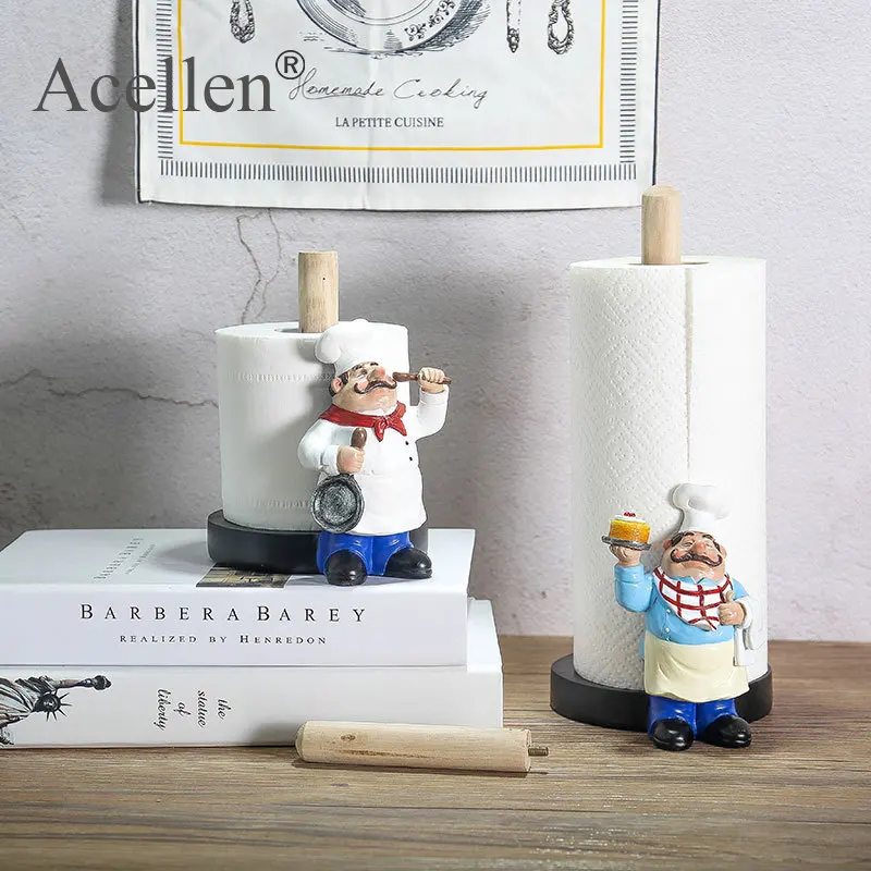Двухслойный держатель для бумажного полотенце 29 5 см из смолы шеф повара фигурки