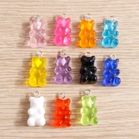 10pcs 1121mm candy color cartoon animal bear charms for jewelry making cute drop earrings pendants necklaces diy craft supplies
