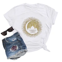 summer classic short sleeved womens ramadan printed t shirt polyester casual loose round neck printing plus size short sleeves