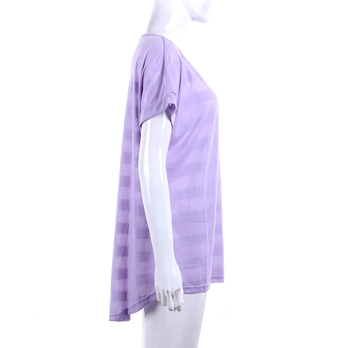 Women Summer Loose T-Shirt Purple Short Sleeve Quick Drying Tops Plus Size