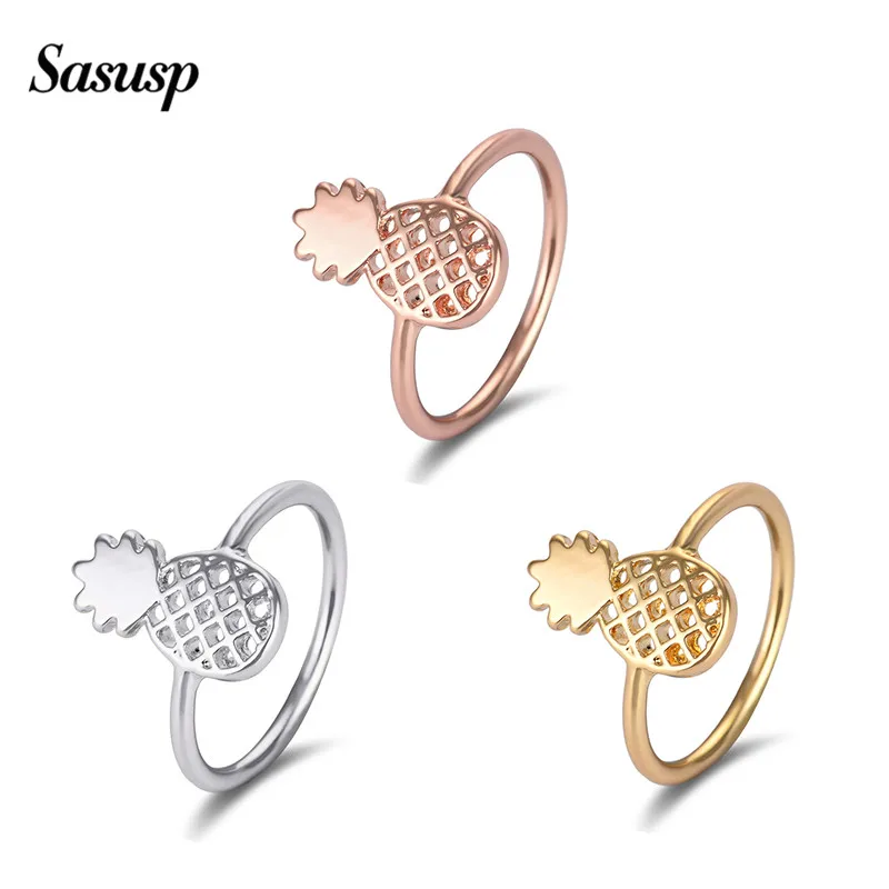 

Sasusp Trendy Korean Style Ladies Pineapple Ring Cute Fruit Rings For Women Sister Daughter Gift