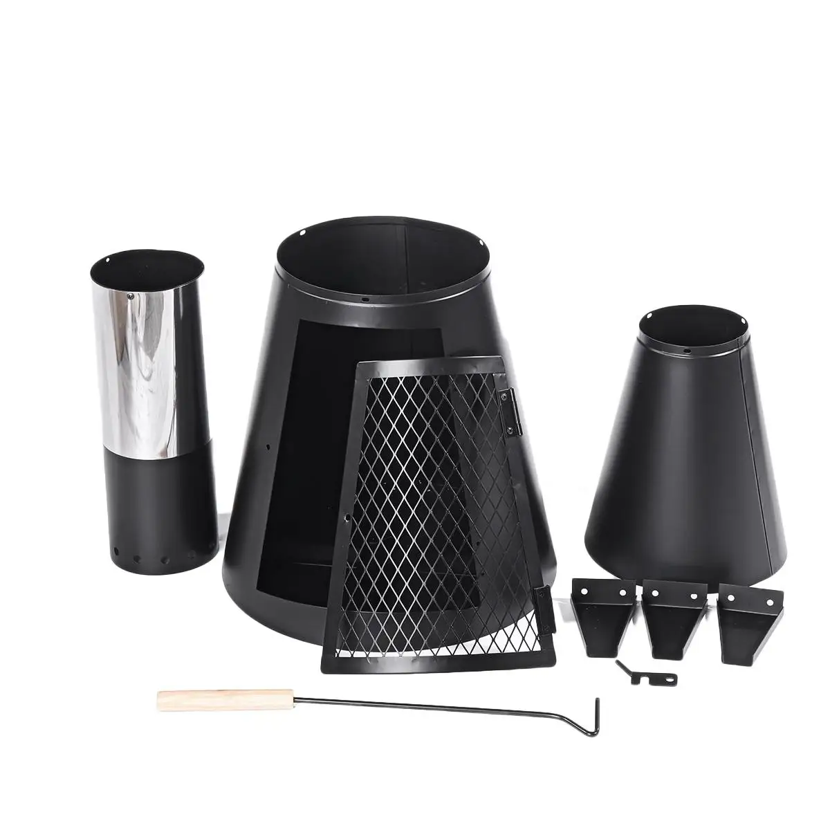 

45 Inch Chiminea Heater Stove Wood Charcoal Fireplace Burning Fire Pit For Home Backyard Patio Indoor Outdoor Furnace Vents