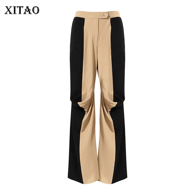 

XITAO темпераментные женские повседневные брюки, модные, контрастные цвета, складные, свободные, широкие штаны, спринт, осень, универсальные, ...