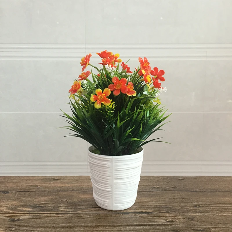 Настольные искусственные пластмассовые растения в горшке поддельные Цветочный