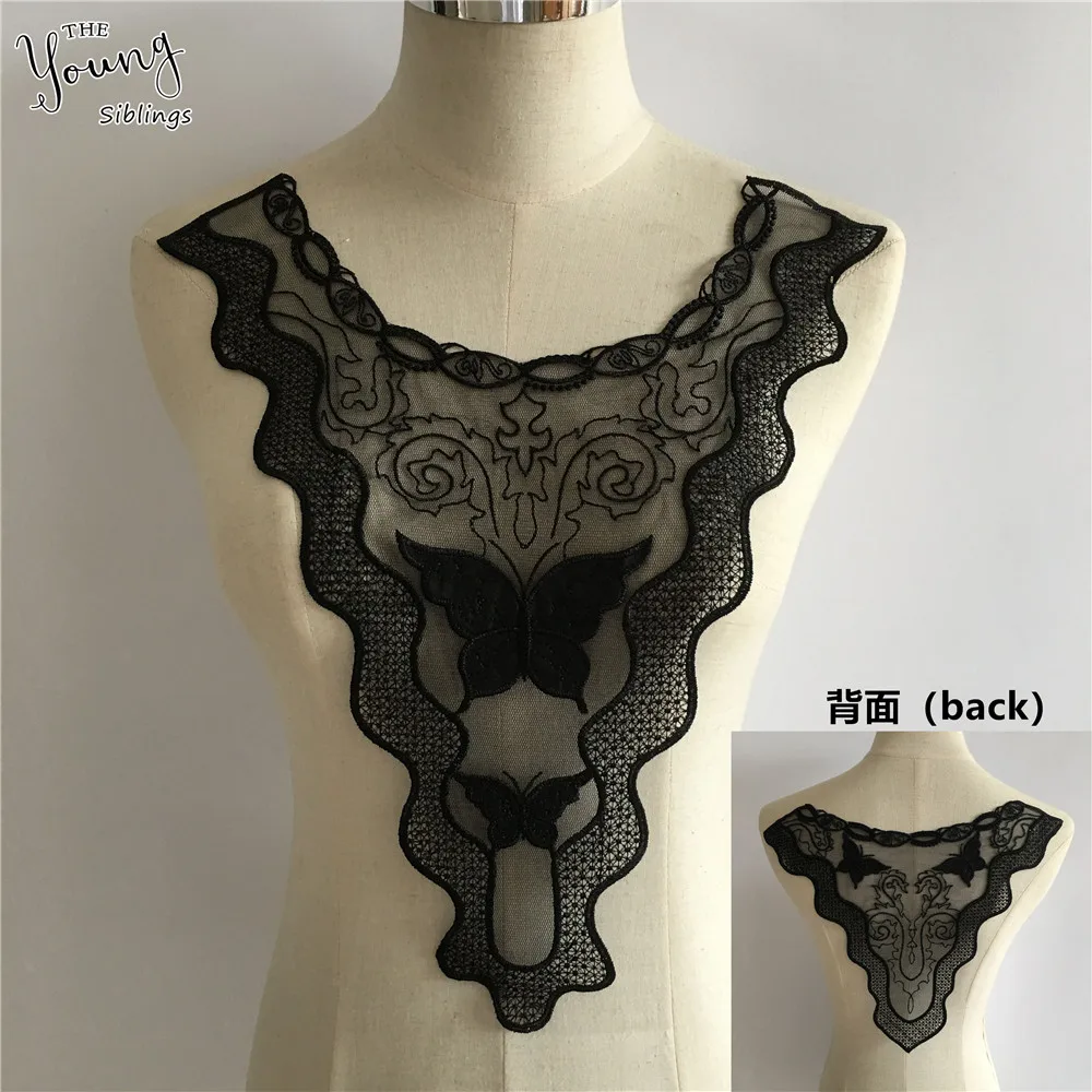 Спереди/сзади Новое поступление кружевной воротник вышивка органза ткань платье