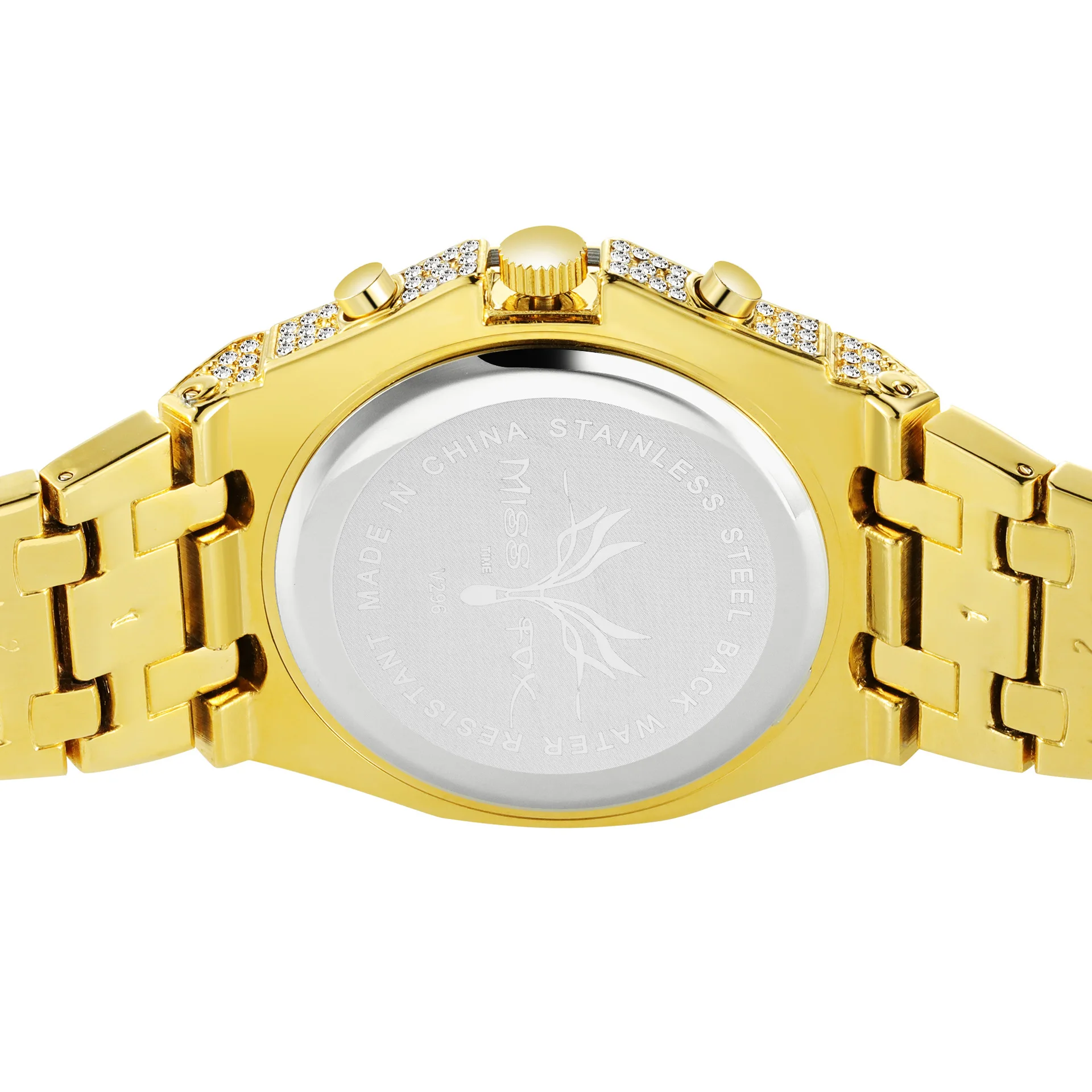 

Top Luxury Brand Diamond Gold Men's Quartz Watch Stainless Steel Strap Trendy Hip Hop Waterproof Male Clock Wrist Watches 2021