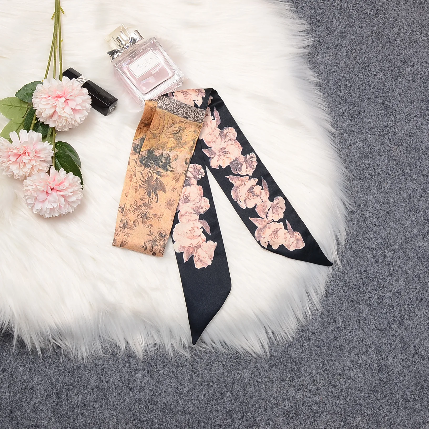 Брендовый шарф-сумка с принтом гардении саржа сатин шарф Женская Роскошная