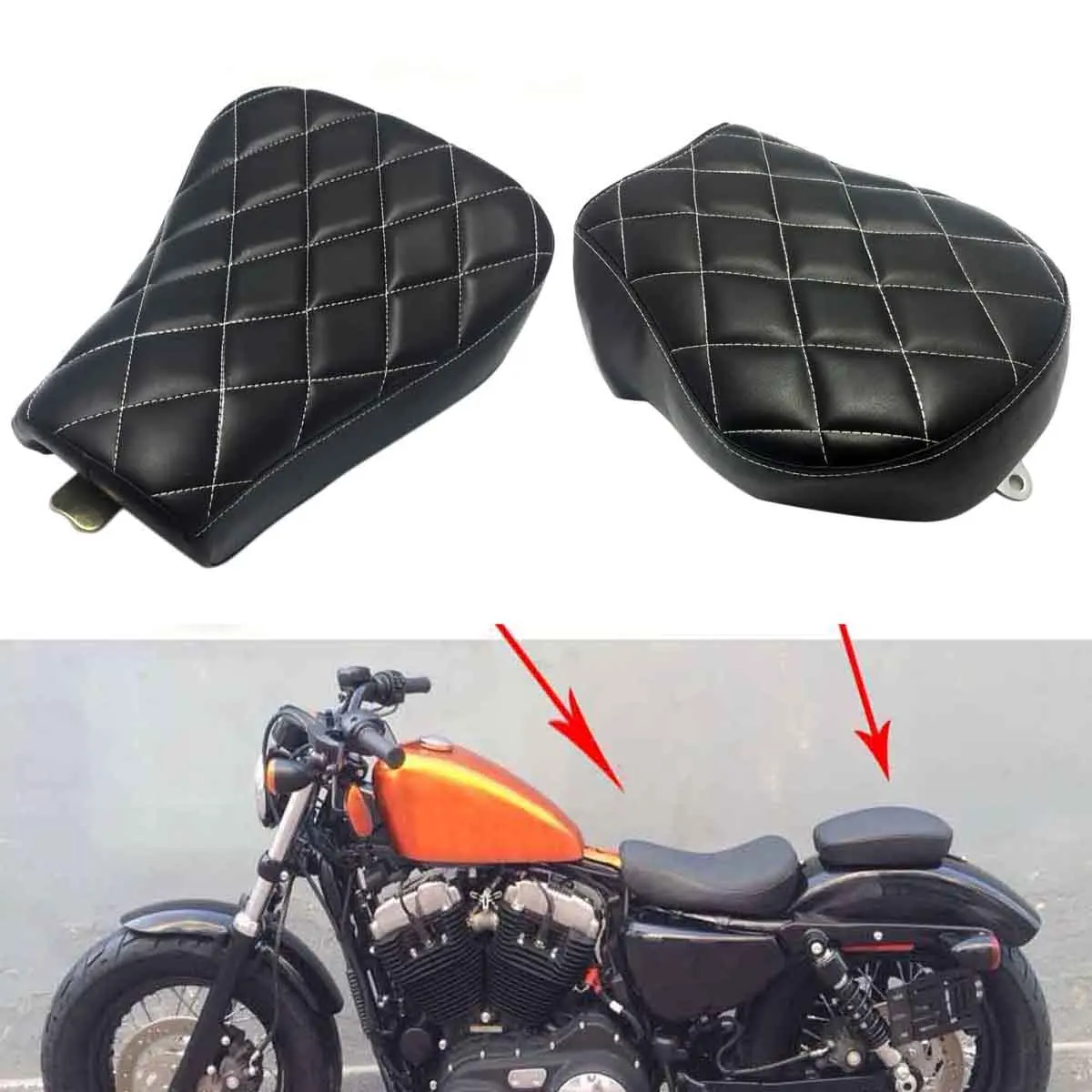 Передний драйвер Solo Seat + задний пассажирский коврик для Harley Sportster XL1200 883 48 2007 2008 2009