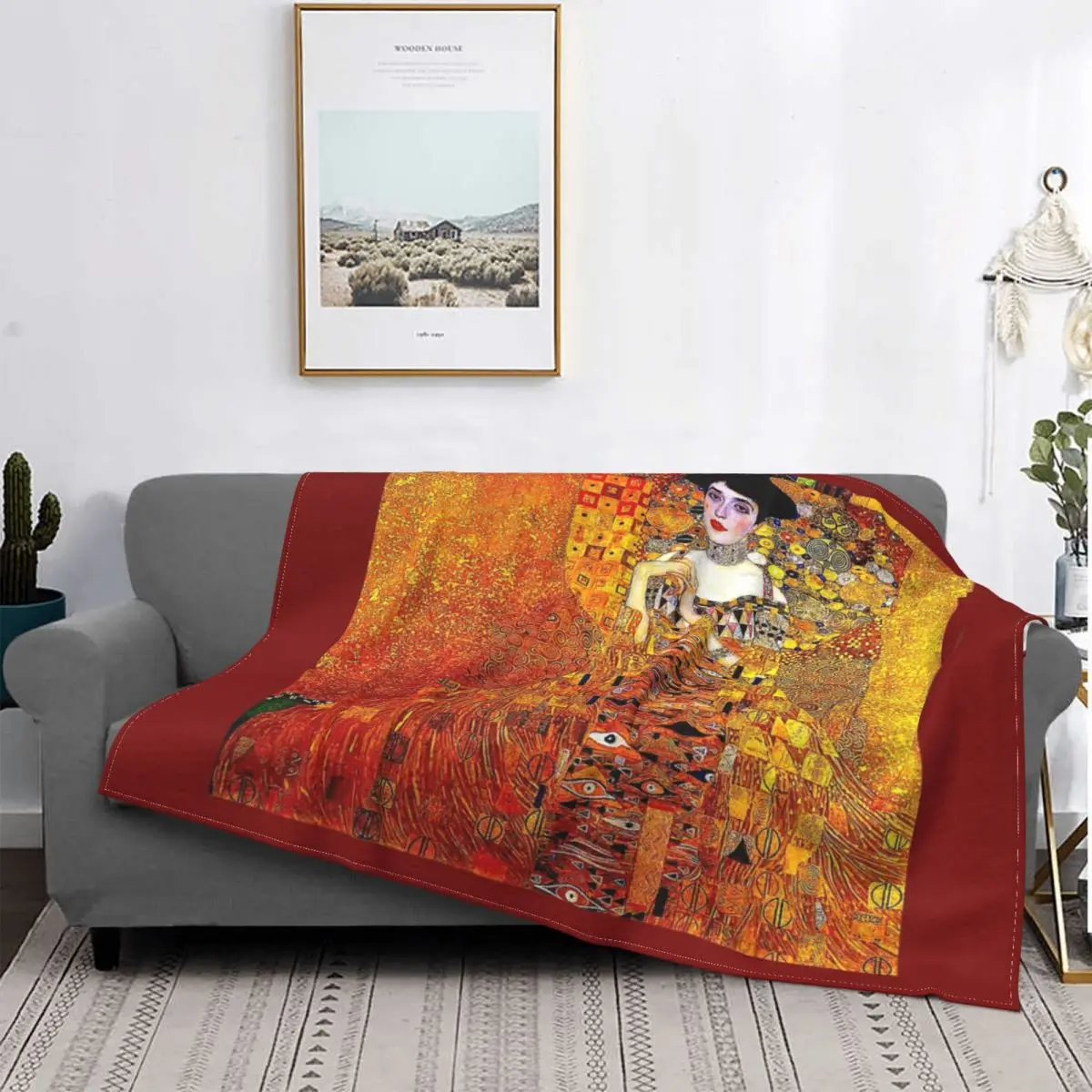 

Manta dorada Gustav Klimt para mujer, a cuadros para cama colcha, cubierta de playa, manta doble, toalla de playa de lujo