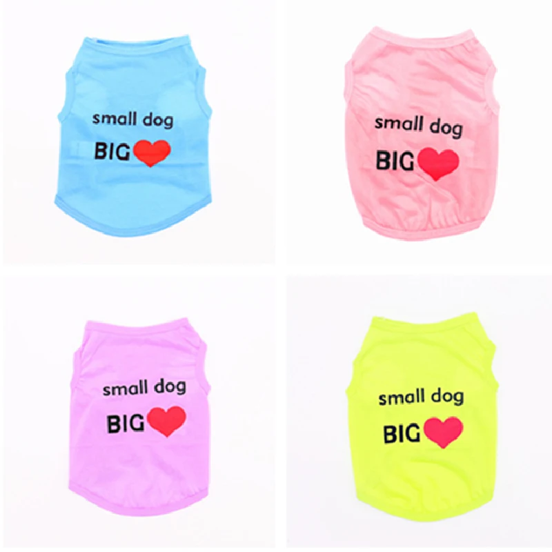 

Dog Vest Alphabet Letter Print Love Heart Style Sleeveless Shirt Cotton Material Soft Soild Color Fashion Pet Clothes Supplies