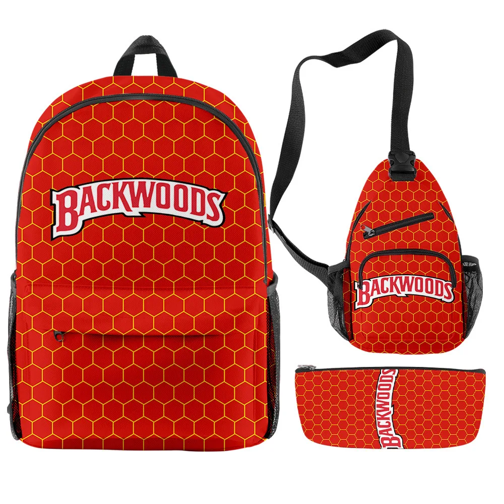 

Backwoods cigar pattern schoolbag 3D digital printing leisure breathable waterproof men's/women's 3-piece Backpack 3-piece set