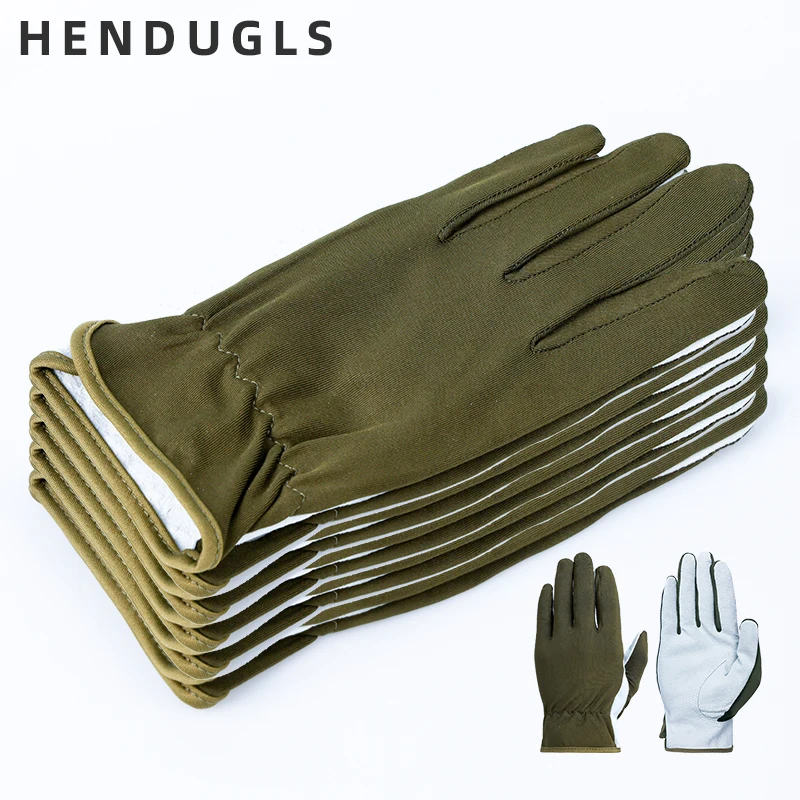 

HENDUGLS Ultra-thin Stitching Leather Gardening Work Gloves Safe Soft Green Planting Pruning Garden Outdoor Picnic Big Kids 620E