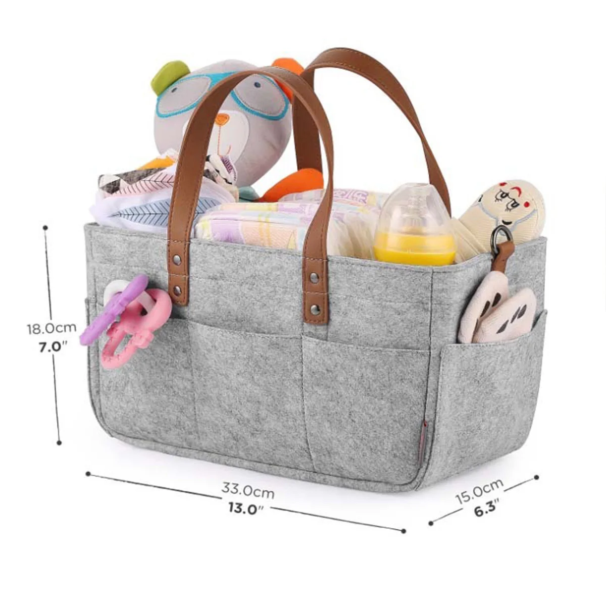 

Baby Diaper Storage Bag Felt Fabric Nappy Changing Storage Bin Bottle Cup Holder Maternity Handbag Travel Stroller Car Organizer