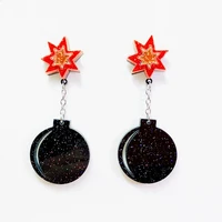 new punk bomb acrylic drop earrings for women girl personality lovely funny star with chain long dangle earrings fashion jewelry