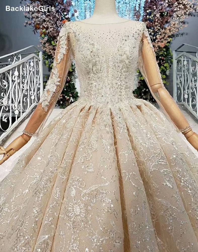 Vestido De Noiva 2020 элегантное кружевное свадебное платье с длинным рукавом и круглым
