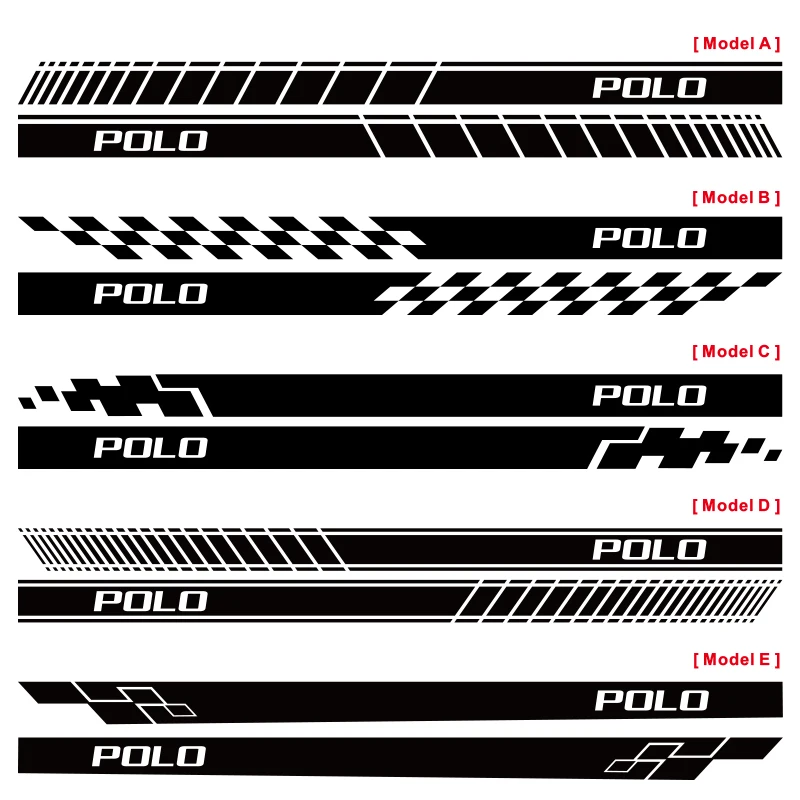 

Vinyl Decals Sport Styling Stripes Car Door Side Skirt Sticker Auto Body Decor For Volkswagen-POLO GTI-R LINE-R WRC-TSI