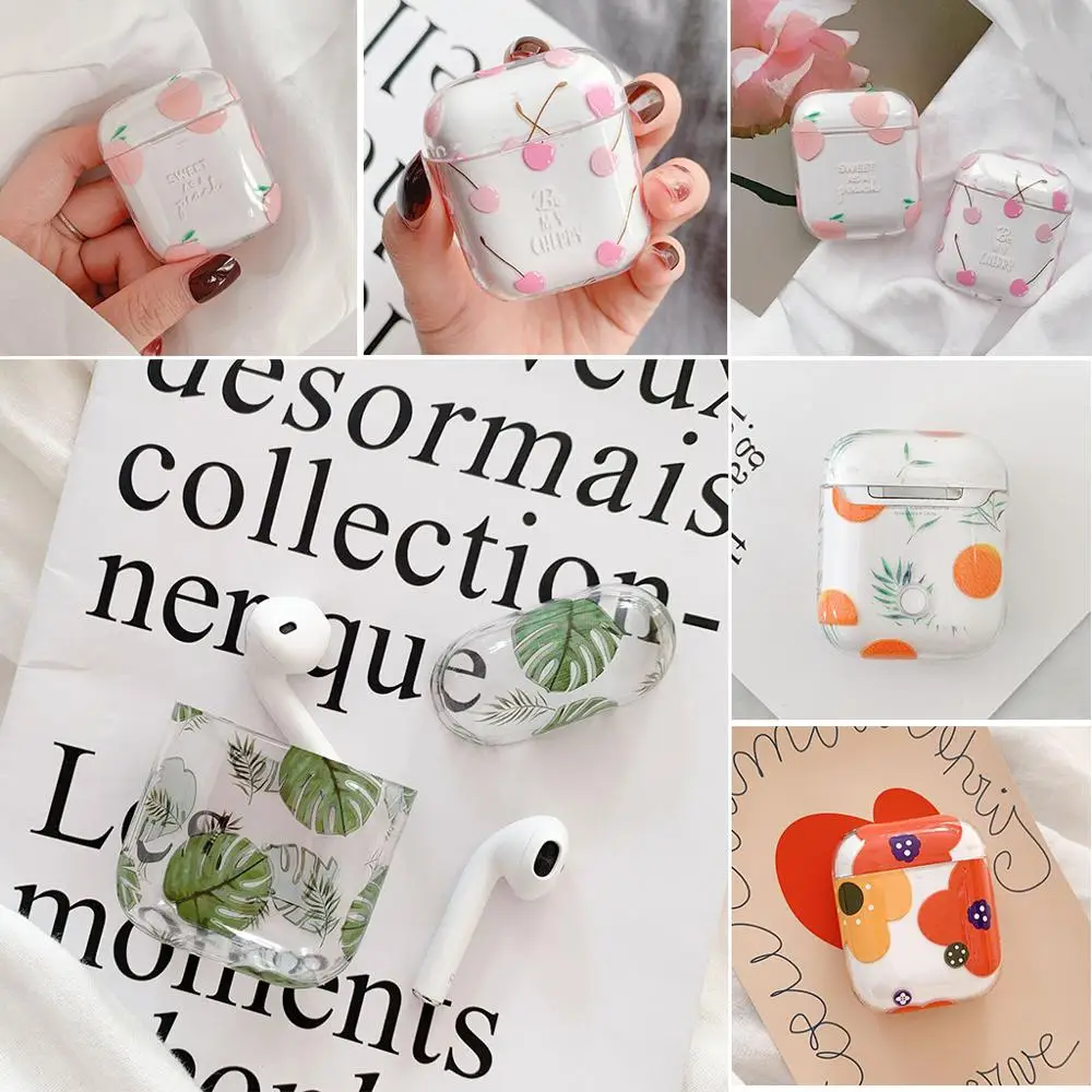 

Fresh Fruit Floral Leaves Earphone Case Hard PC Protective Cover for Airpods Kit