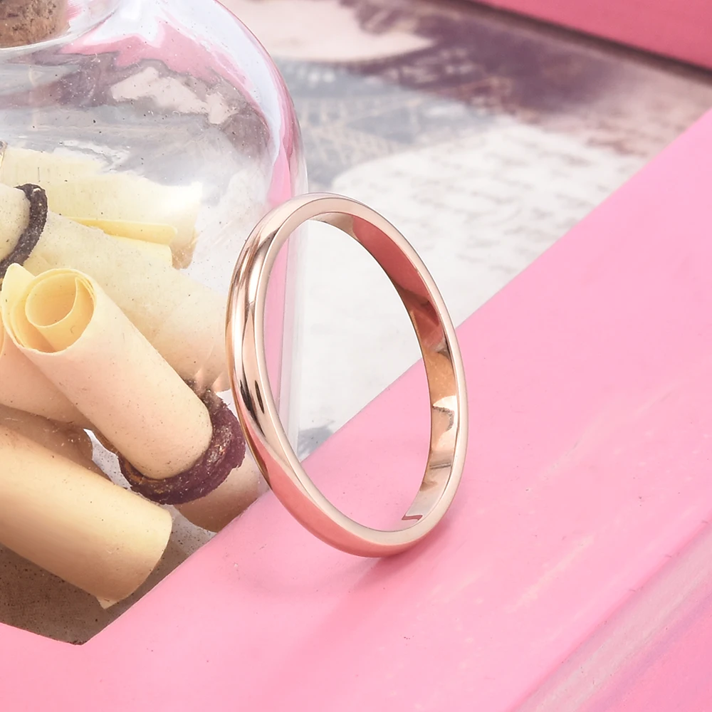 2019 розовое золото Серебряное 2 мм тонкое штабелируемое кольцо из нержавеющей