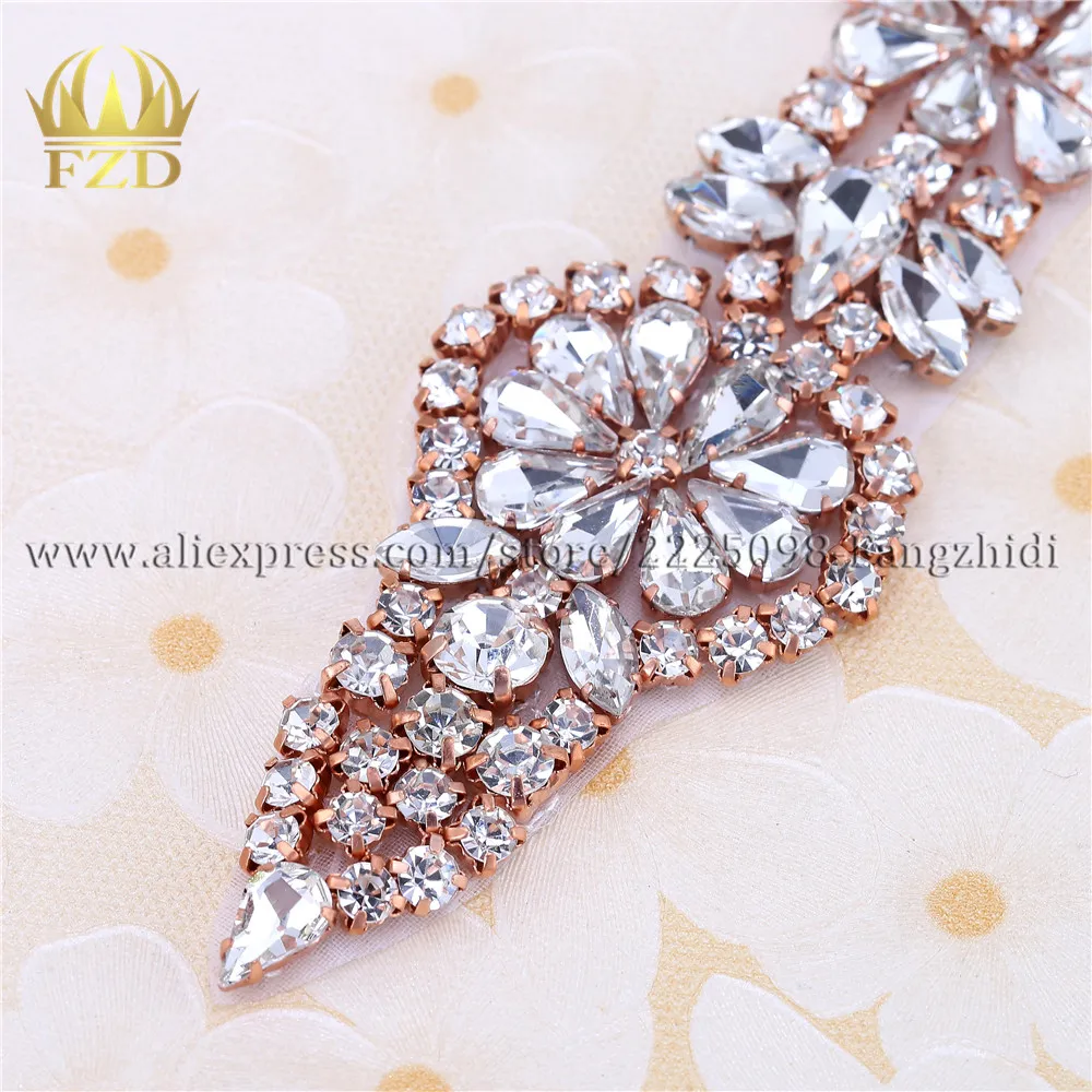 (1 шт.) Свадебный ремень кристаллы розовое золото коготь мотив Аппликации разрыв