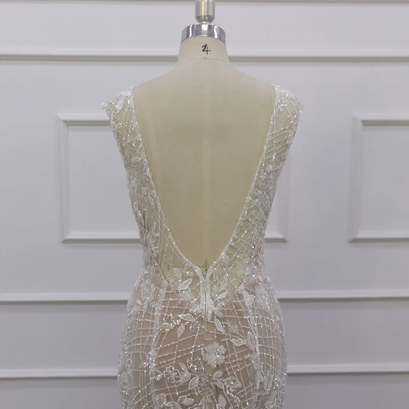 2020 bridal gown shiny sequins lace V neck champagne deep back with zipper custom made wedding dresses 19001 | Свадьбы и торжества