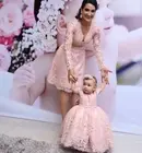 Детское кружевное платье с цветочным принтом, для мамы и дочки