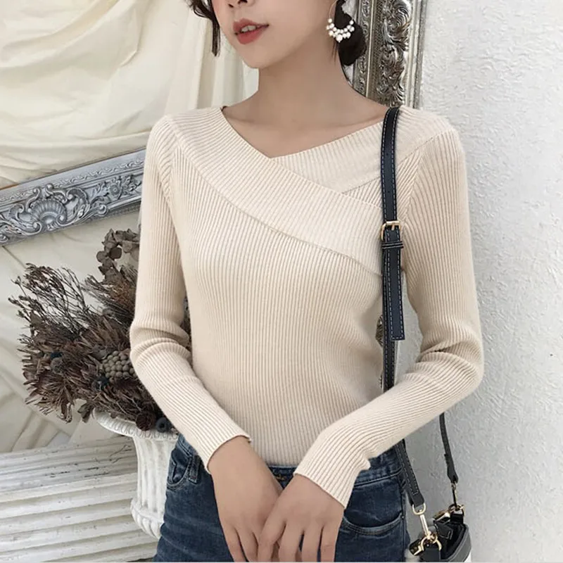 

Women Sexy V-Neck Sweater Long Sleeves Pullover Autumn Winter Shirts Fashion Jumper W2