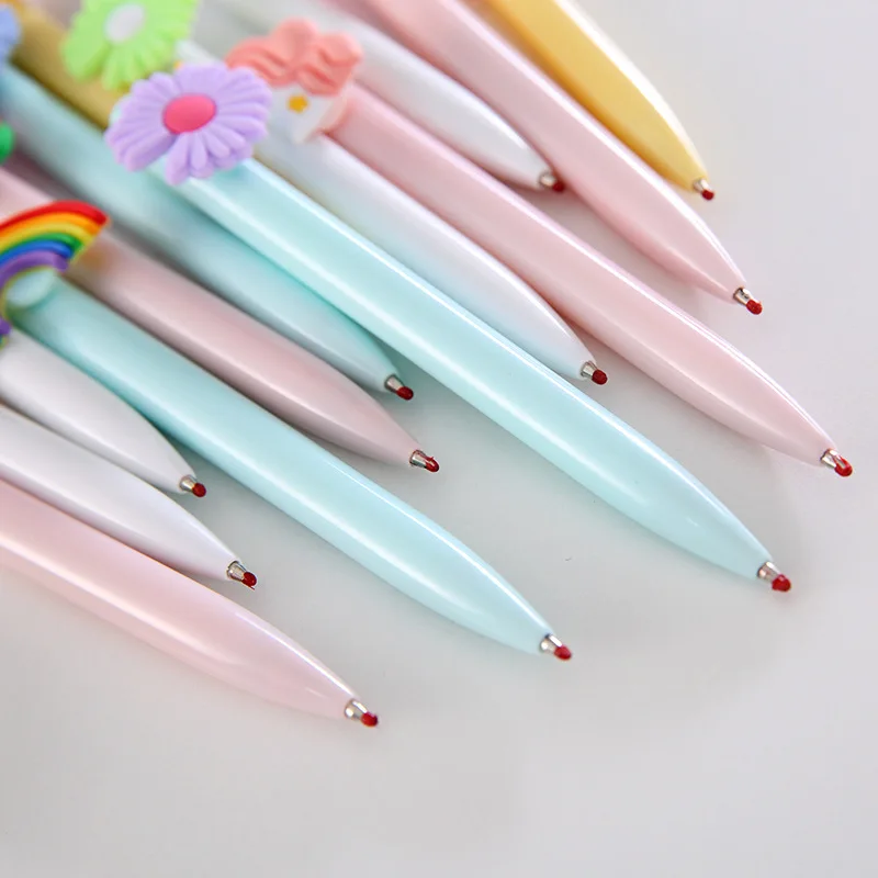 Ручка гелевая с мультяшными цветами 0 5 мм черными чернилами | Канцтовары для