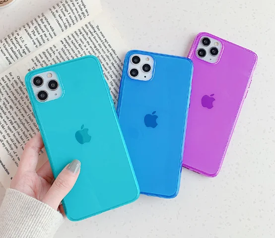 Простой Прозрачный однотонный чехол для телефона ярких цветов Iphone 11 Pro Max Xs Xr 7 8plus X