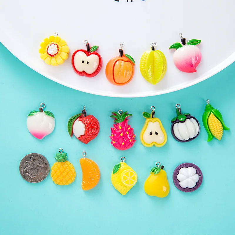 

Милые Подвески из смолы в виде фруктов, персика, апельсинов, личи для сережек, ожерелий, фурнитура ручной работы, подвески из смолы с имитаци...