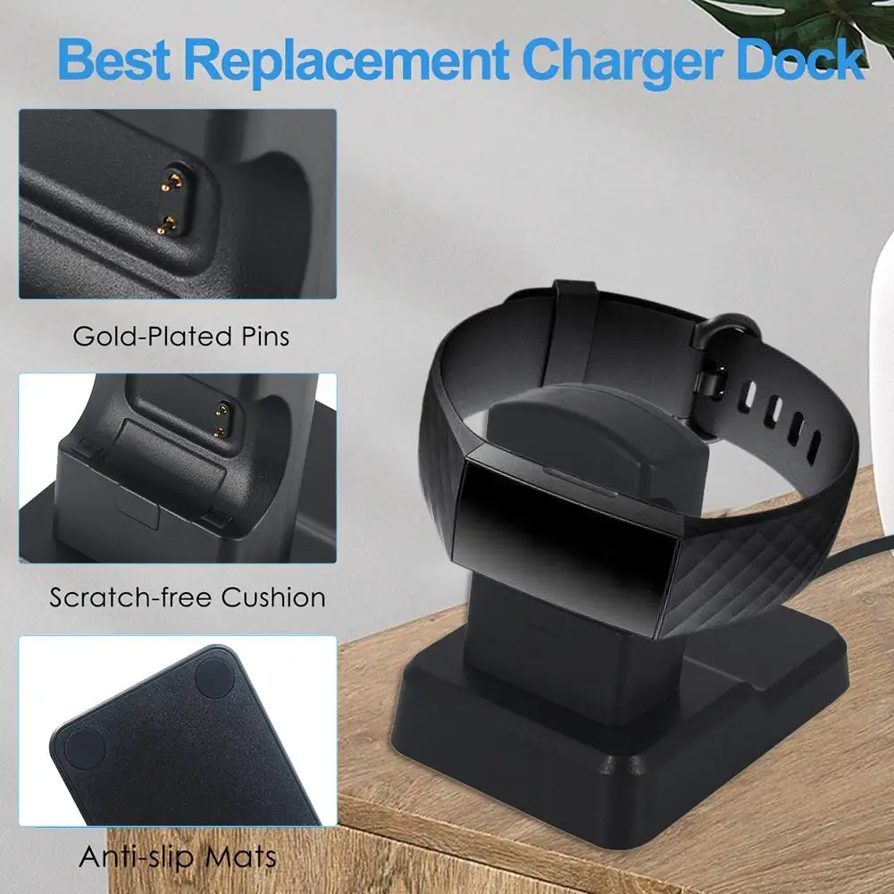 

Replacement USB Charger ForFitbit Charge 4 Smart Watch Charger Dock Stand Charging Cable Station Base Watch Accessories 2021