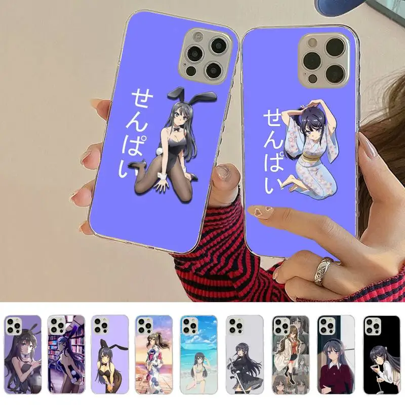 

Anime Mai Sakurajima Girl Phone Case for iPhone 11 12 13 mini pro XS MAX 8 7 6 6S Plus X 5S SE 2020 XR cover