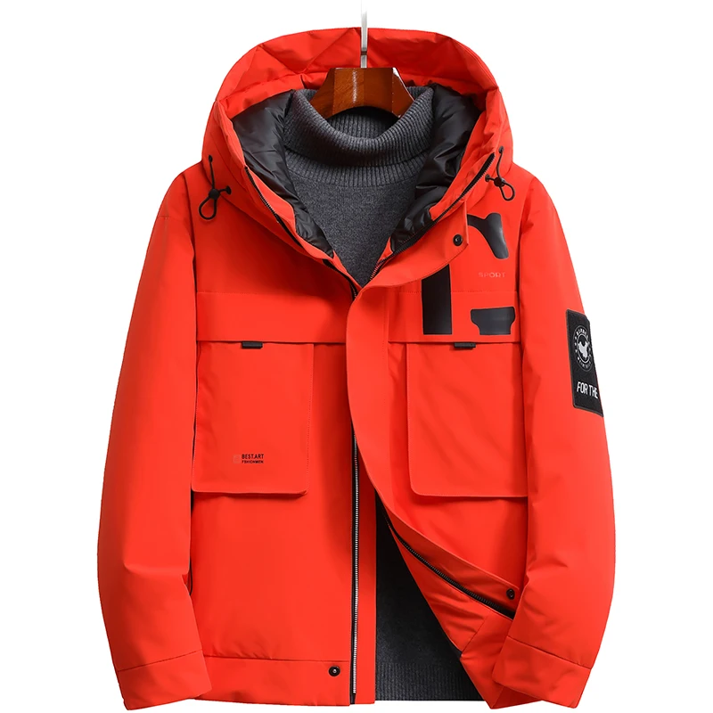 Top Winter New Men's Solid Color Parkas 90% White Duck Down Jackets Male Casual Warm Thick Snow Hooded Down Coat Outwear Puffer