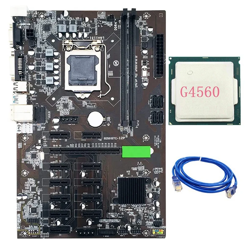 Материнская плата B250C для майнинга BTC 12 слотов графической карты LGA 1151 с сетевым