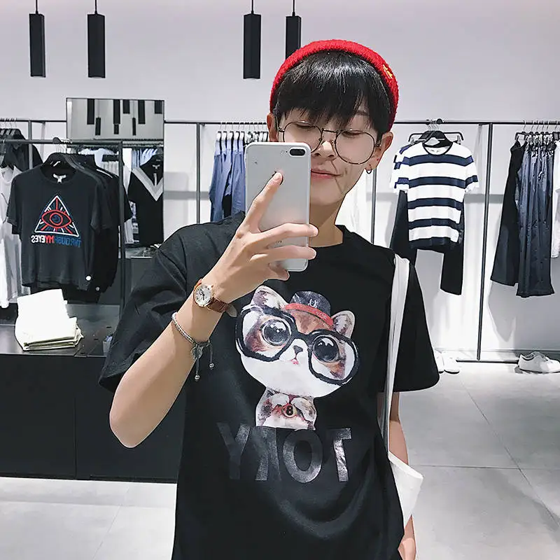 Мужская одежда японская футболка летняя модная с коротким рукавом большого