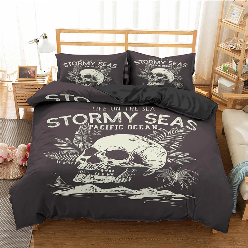 Комплект постельного белья с изображением пиратского корабля пододеяльник для