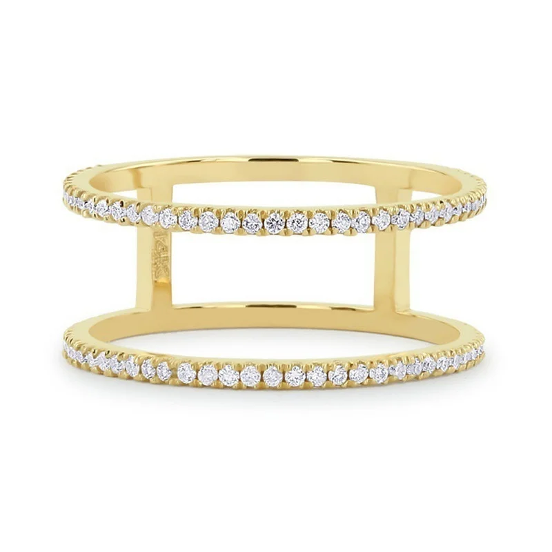 

Wholesale Creative Two-Row White Crystal Hollow Ring for Women Party Wedding Engagement Rings Female Hand Womens Costume Jewelry