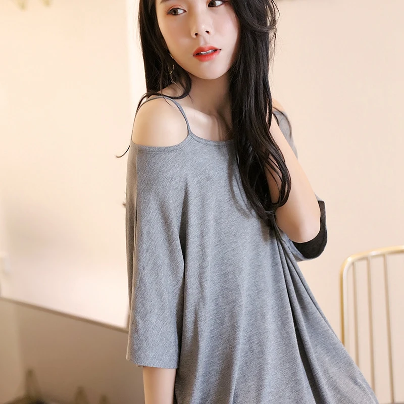 Ночная рубашка летняя хлопковая свободная Пижама большого размера толстые мм