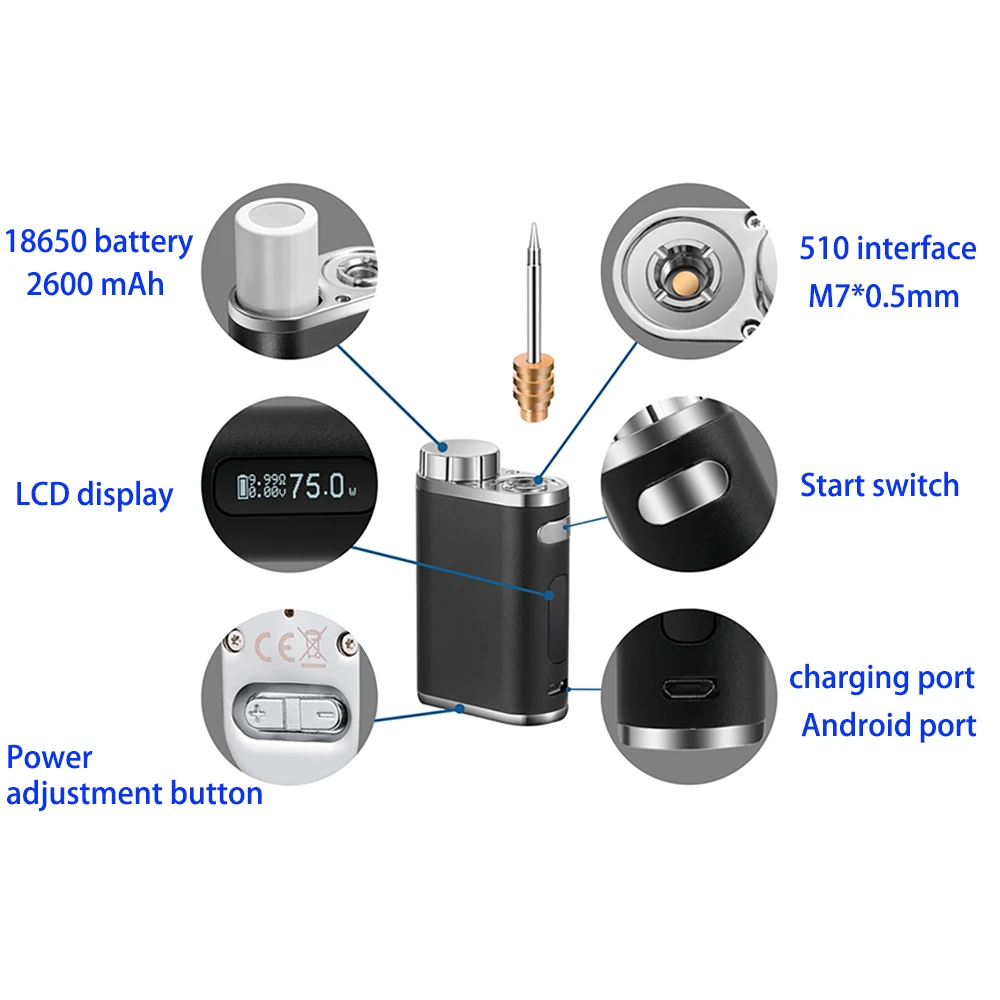 2021 new portable rechargeable soldering iron USB wireless battery 1W-75W high power adjustable | Инструменты