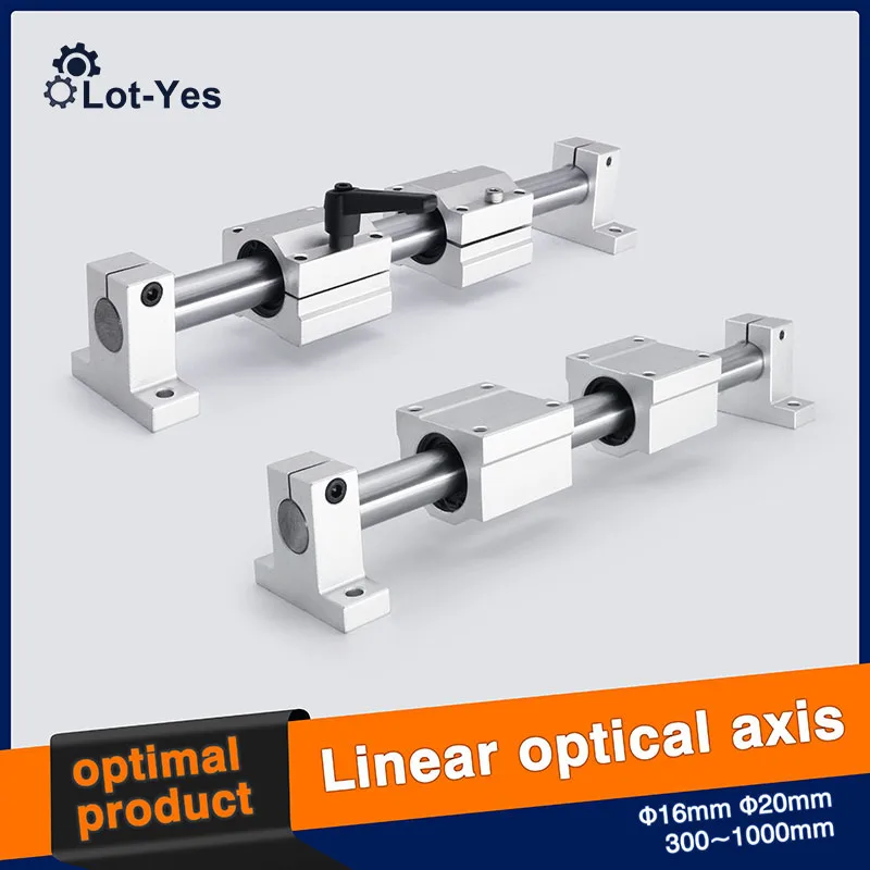 

2PCS linear guide shaft OD16/20 300-1000mm optical shaft +4pcs SCSUU bearing slider +4pcs shaft to support 3D printer parts